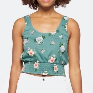 NEW O'Neill Gigi Knit Floral Teal Green Tank Top Shirt 100% Cotton